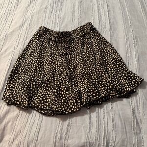 JODIFL Animal Print Skirt – Tan & Black – Size Small – Ruffle Detail